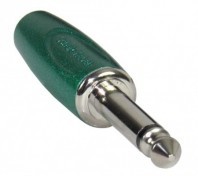 SCHULZ  S 348GR - konektor J 6,3mm, mono kovový zelený Sklad: 4ks    -D01-